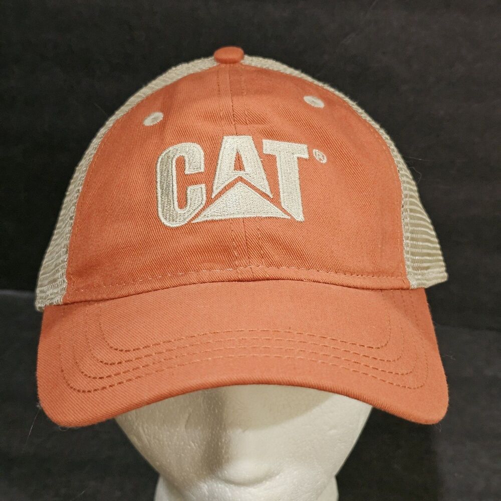 Caterpillar CAT Equipment Orange Trademark Mesh Work Cap/Hat